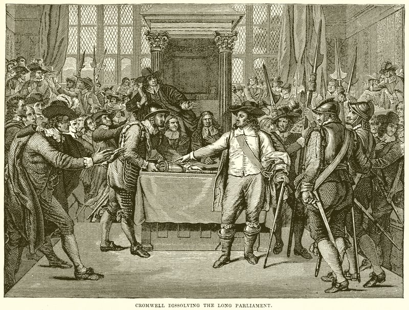 Cromwell dissolvant le Long Parlement - English School