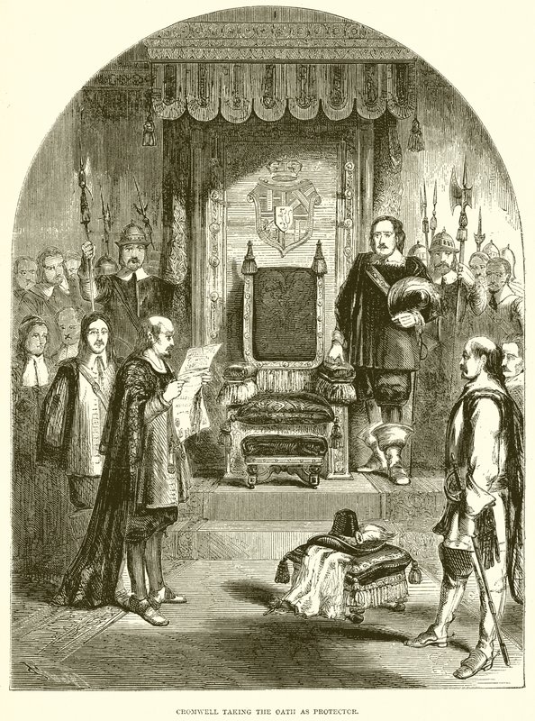 Cromwell prêtant serment en tant que protecteur - English School