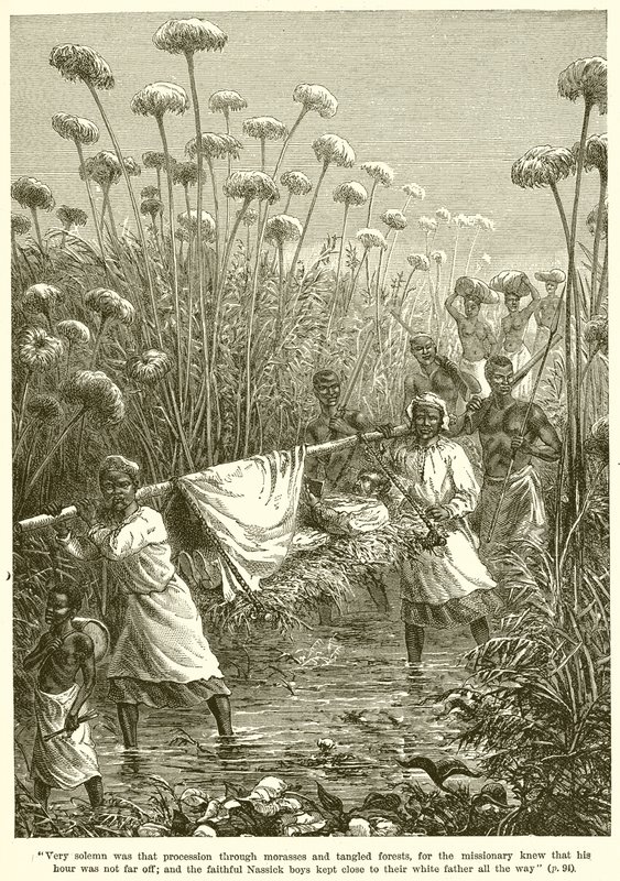 David Livingstone sur une civière - English School