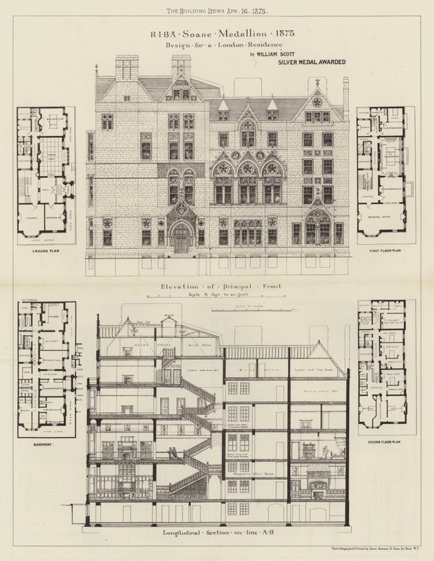 Conception pour une résidence londonienne (gravure) - English School
