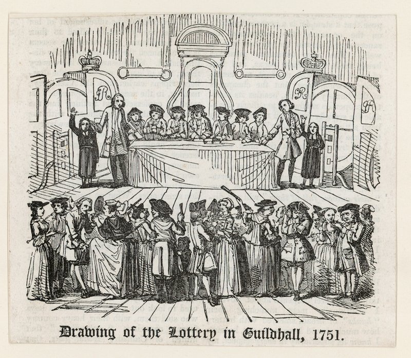 Tirage de la loterie à Guildhall, 1751 - English School