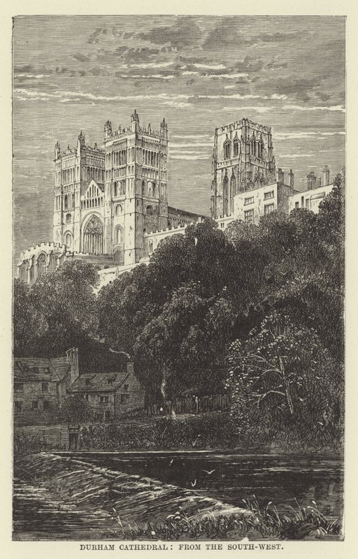 Cathédrale de Durham, vue du sud-ouest - English School