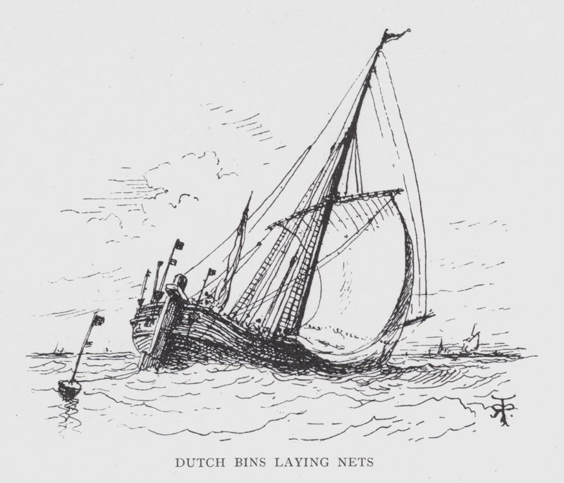 Bacs néerlandais posant des filets (lithographie) - English School