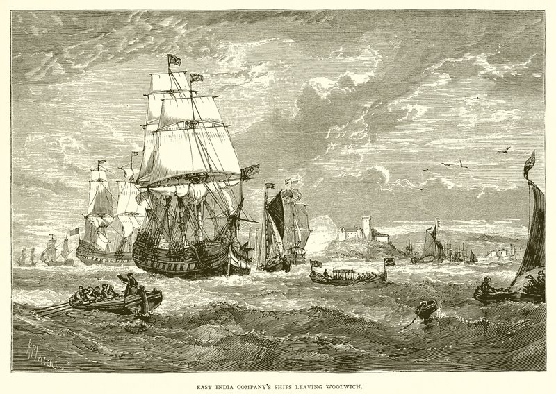 Navires de la Compagnie des Indes orientales quittant Woolwich (1623) - English School