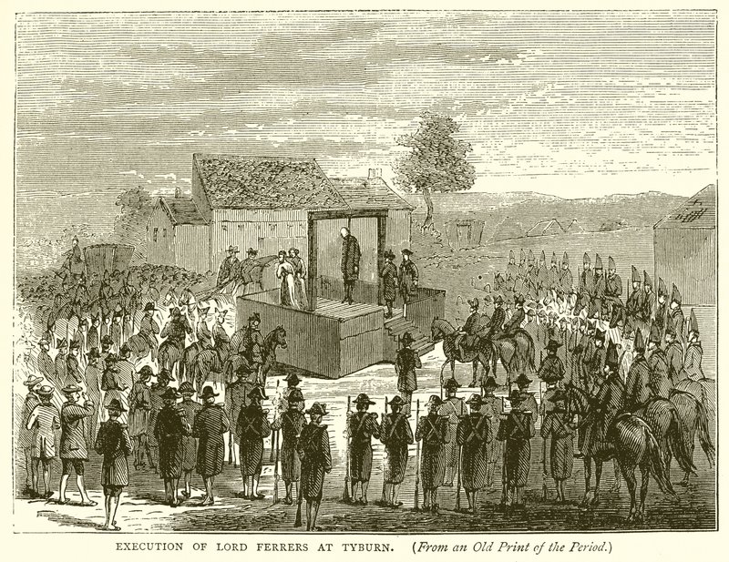 Exécution de Lord Ferrers à Tyburn - English School