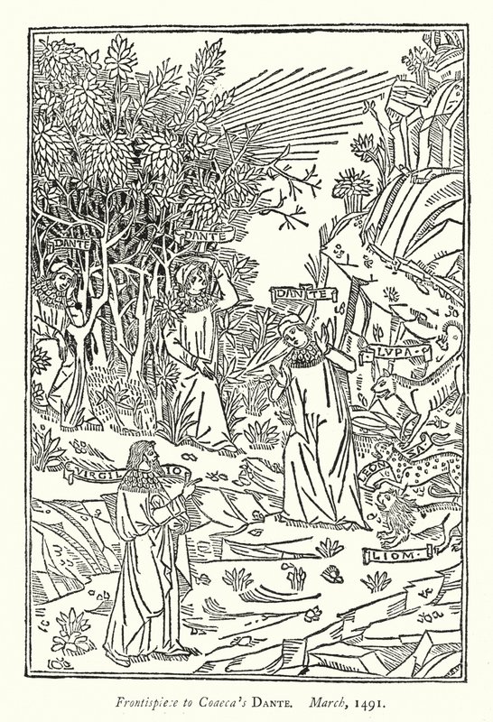 Frontispice de la Dante de Coaeca, mars 1491 - English School