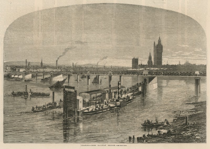Vue générale du pont ferroviaire de Charing Cross - English School