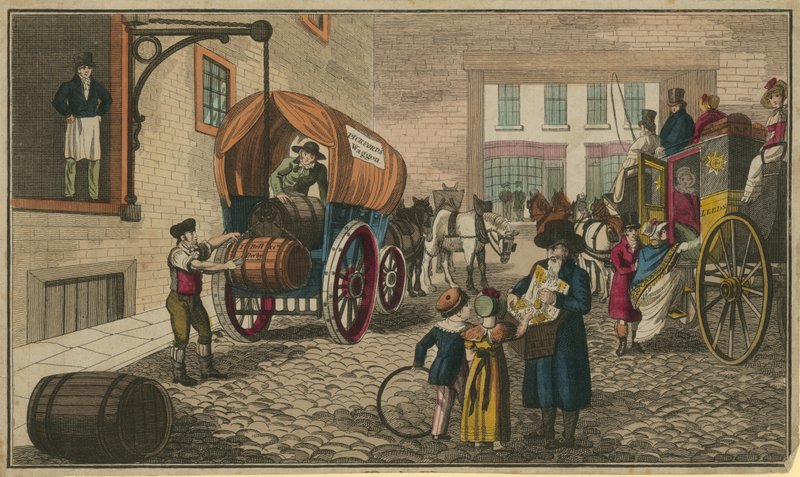 Vue générale des gens dans une rue - English School
