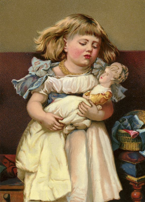 Fille avec une poupée malade - English School