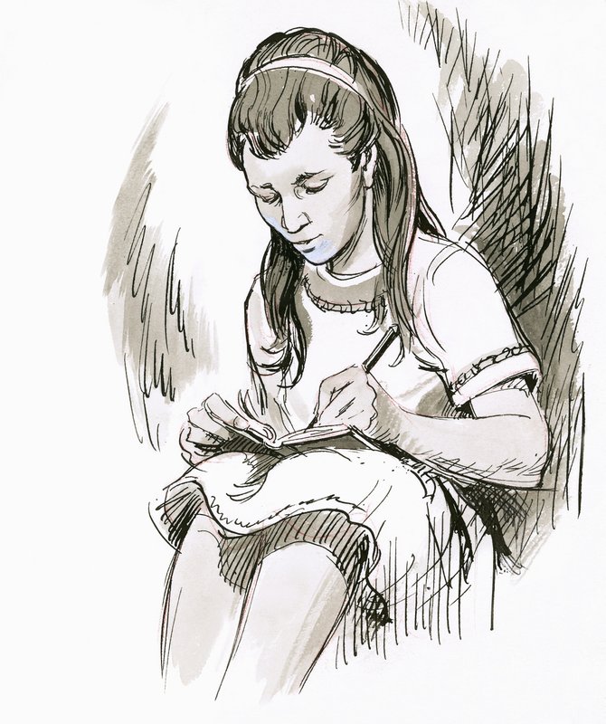 Fille écrivant - English School