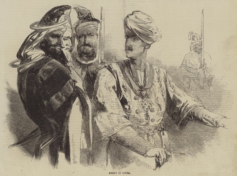 Groupe de Sikhs (gravure) - English School