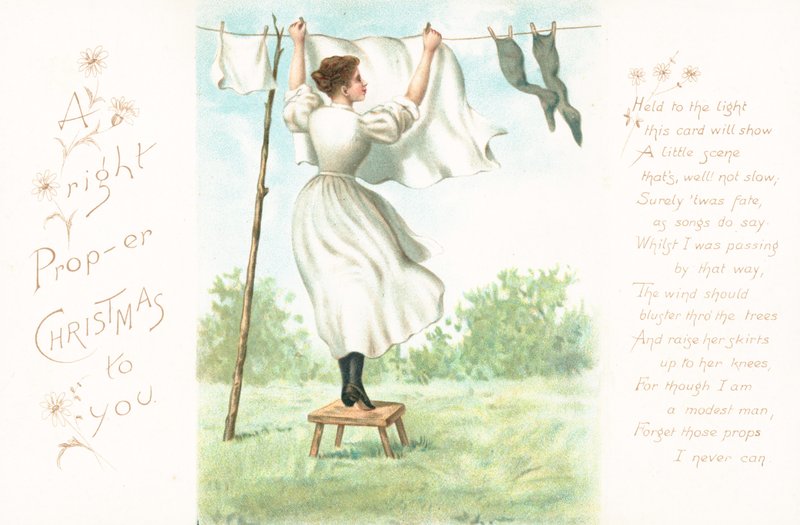 Étendre le linge, Carte de Noël - English School