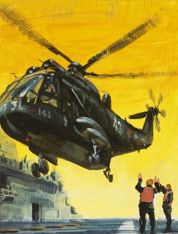 Hélicoptère atterrissant sur un porte-avions - English School