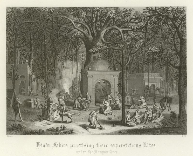 Fakirs hindous pratiquant leurs rites superstitieux - English School