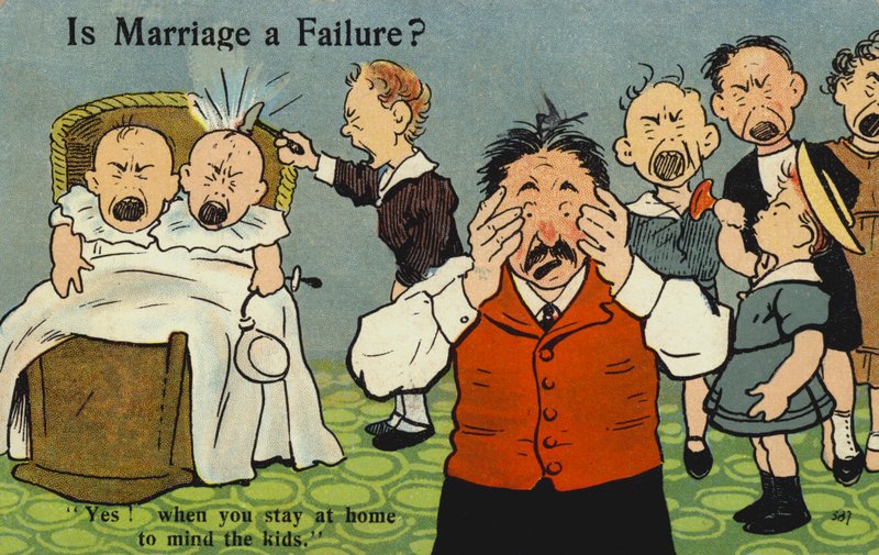 Le mariage est-il un échec ? (lithographie en couleur) - English School
