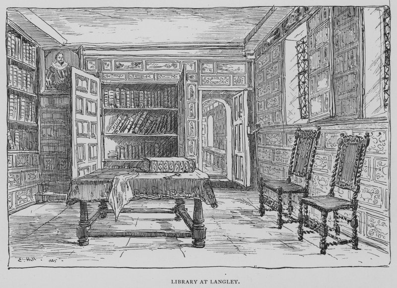 Bibliothèque à Langley (gravure) - English School