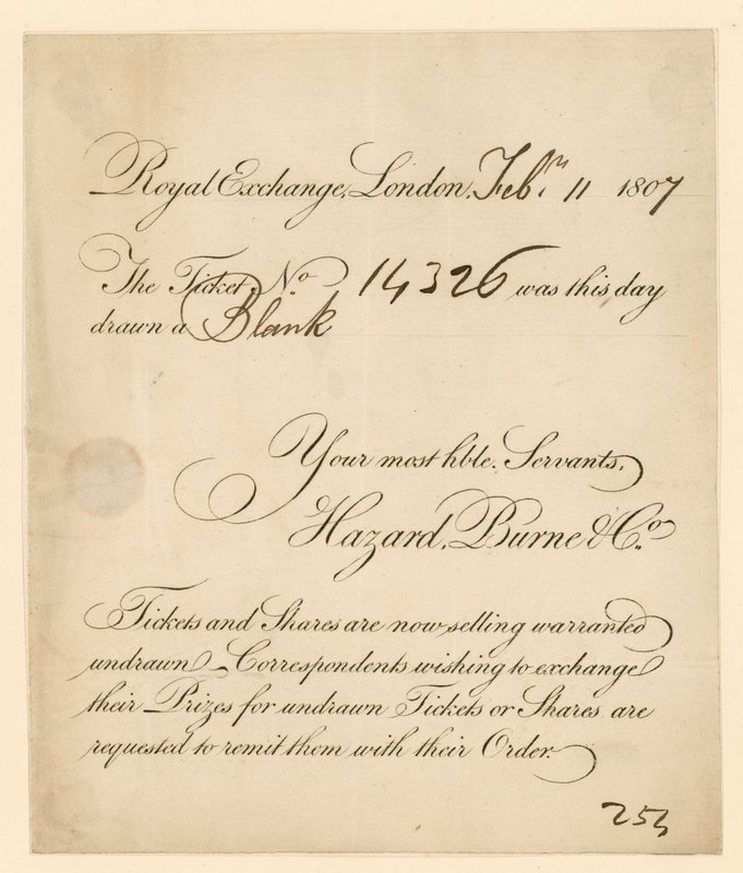 Billet de loterie - English School