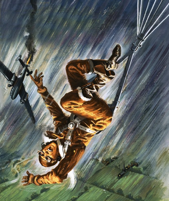 Homme tombant avec un parachute - English School