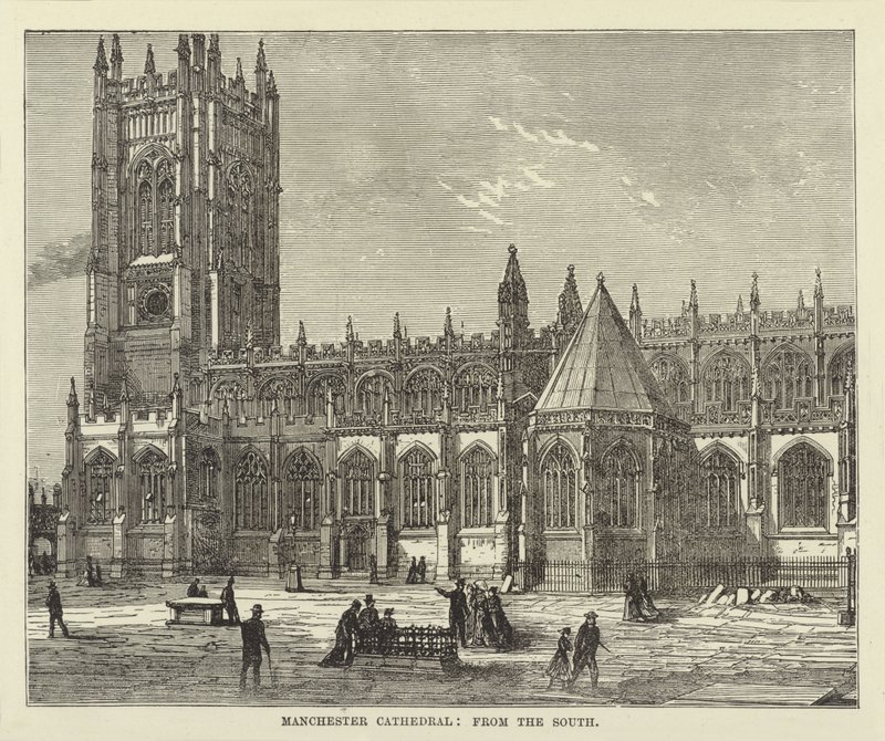 Cathédrale de Manchester, vue du sud - English School
