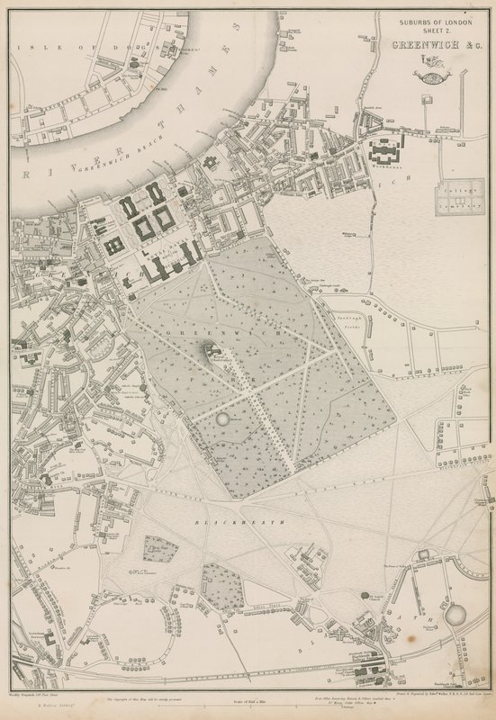 Carte de Greenwich et des environs, Londres - English School