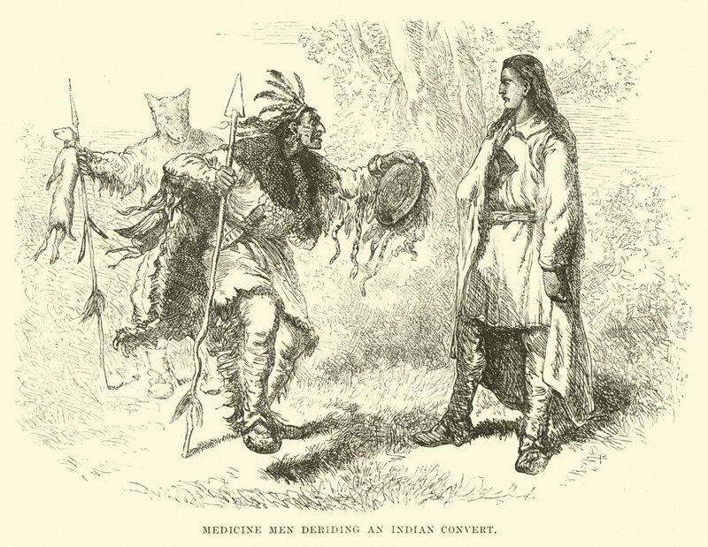 Hommes-médecine ridiculisant un converti indien - English School