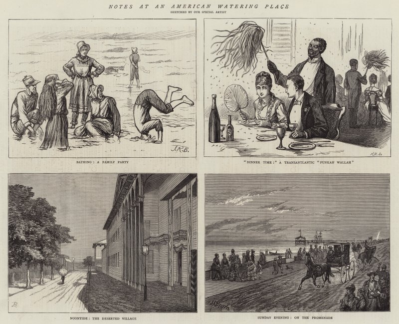 Notes dans une station balnéaire américaine (gravure) - English School