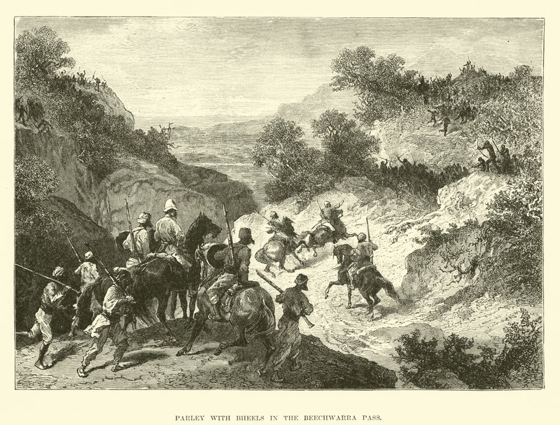 Pourparlers avec les Bheels dans le col de Beechwarra - English School