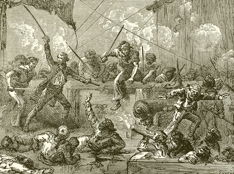 Paul Jones abordant le Serapis - English School