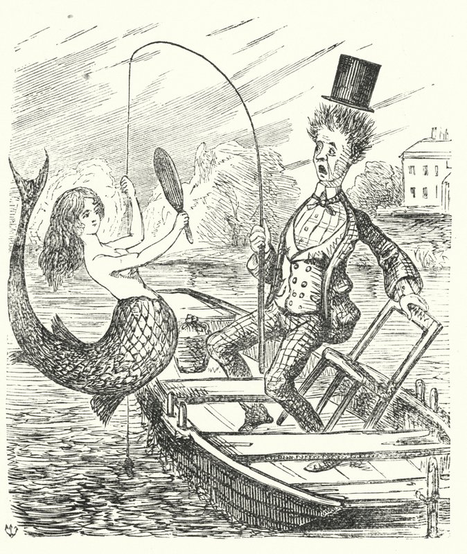Pêcheur attrapant une sirène - English School