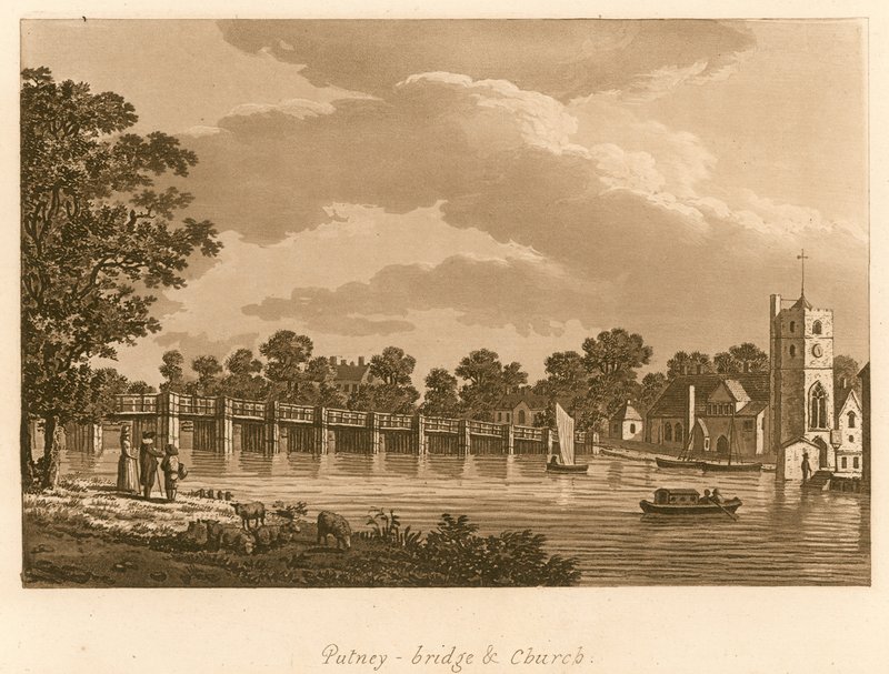 Pont et église de Putney, Londres - English School