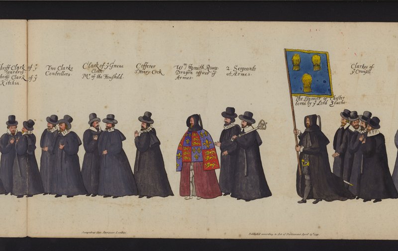 Procession funéraire de la reine Elizabeth I (gravure en couleur) - English School