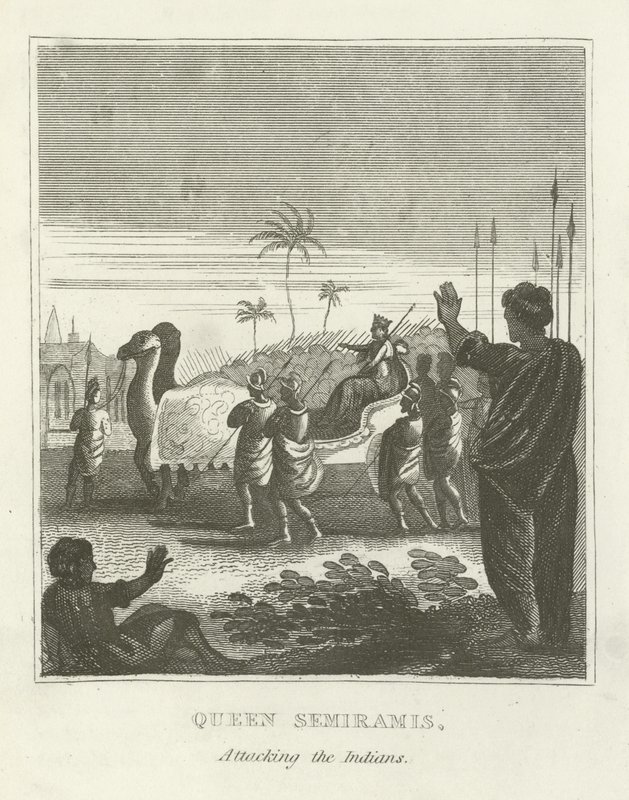 Reine Sémiramis attaquant les Indiens - English School
