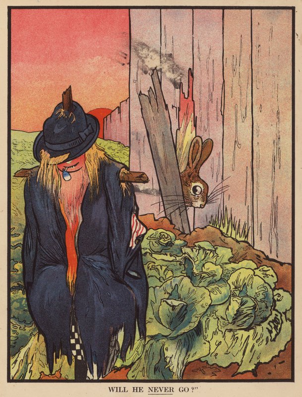 Lapin confus par un épouvantail - English School