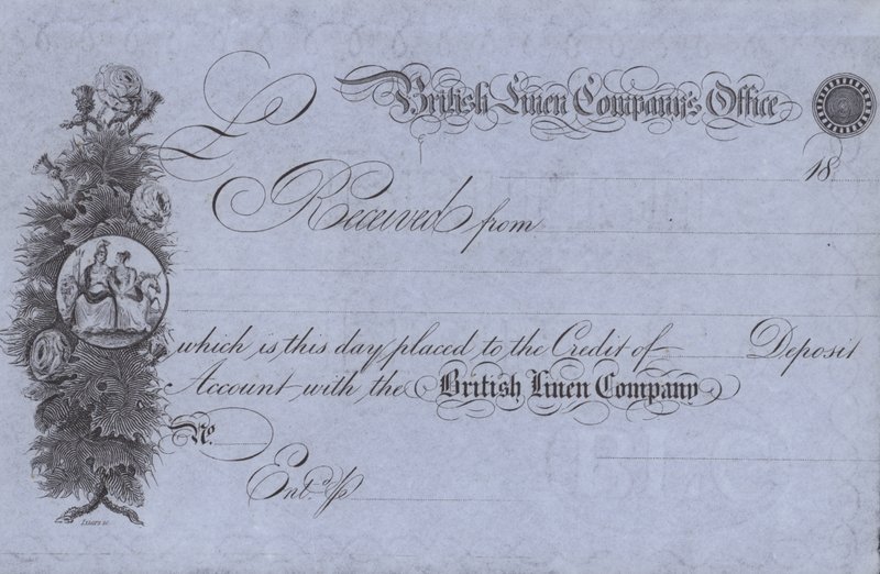 Reçu de la British Linen Company - English School