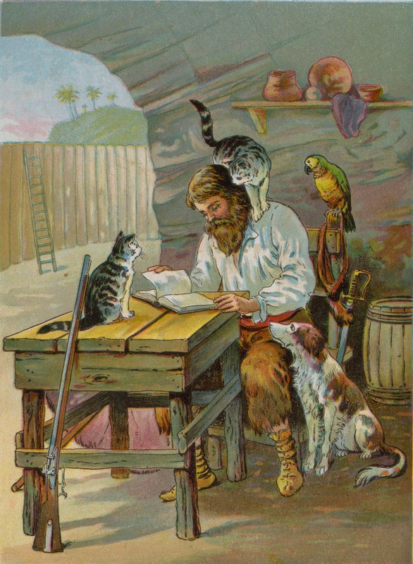 Robinson Crusoé chez lui dans le château - English School