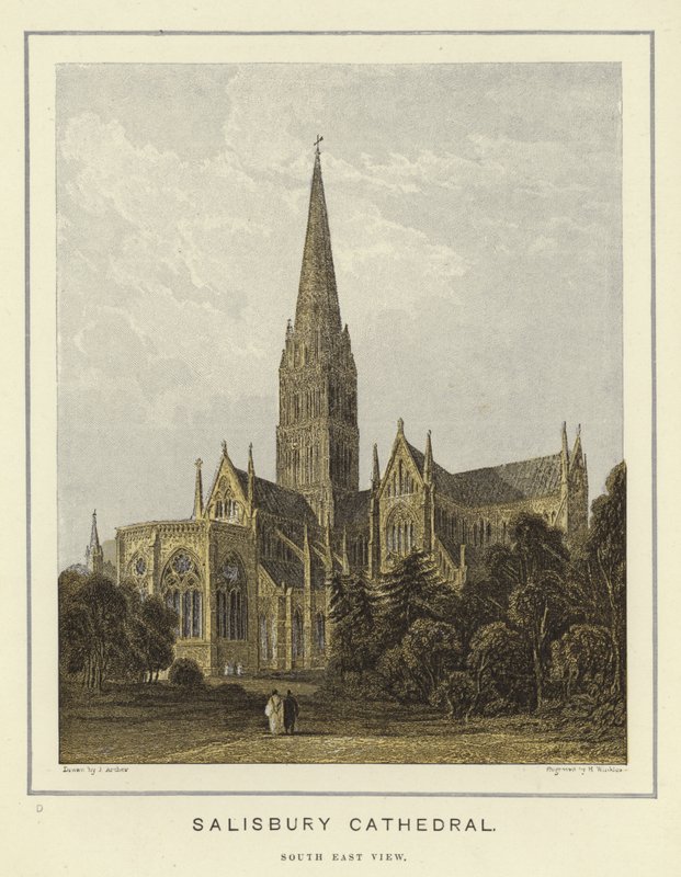 Cathédrale de Salisbury, vue sud-est - English School