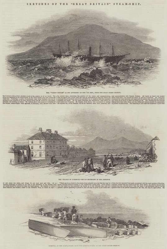Esquisses du navire à vapeur "Great Britain" (gravure) - English School