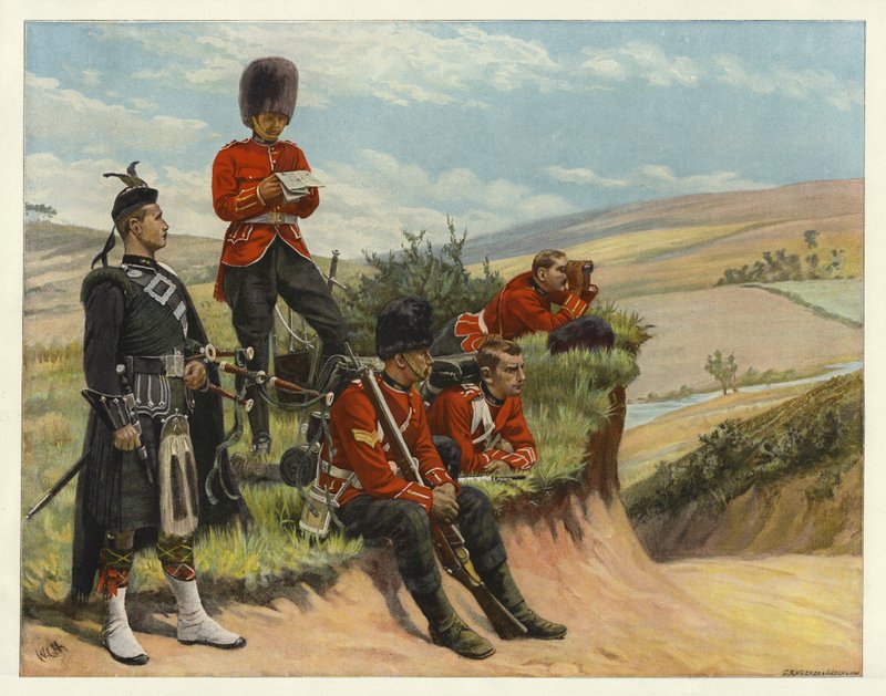 Les soldats regardent et attendent - English School