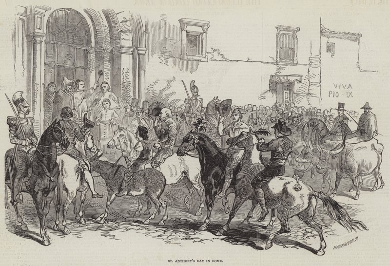 La fête de Saint Antoine à Rome (gravure) - English School