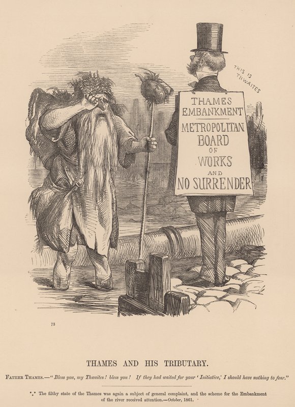 Thames et son tributaire; dessin humoristique - English School