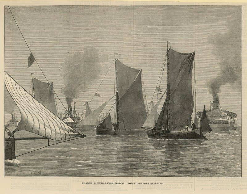 Course de barges à voile sur la Tamise - English School