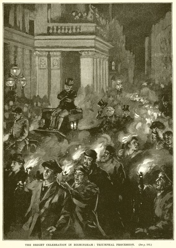 La célébration de Bright à Birmingham : procession triomphale - English School