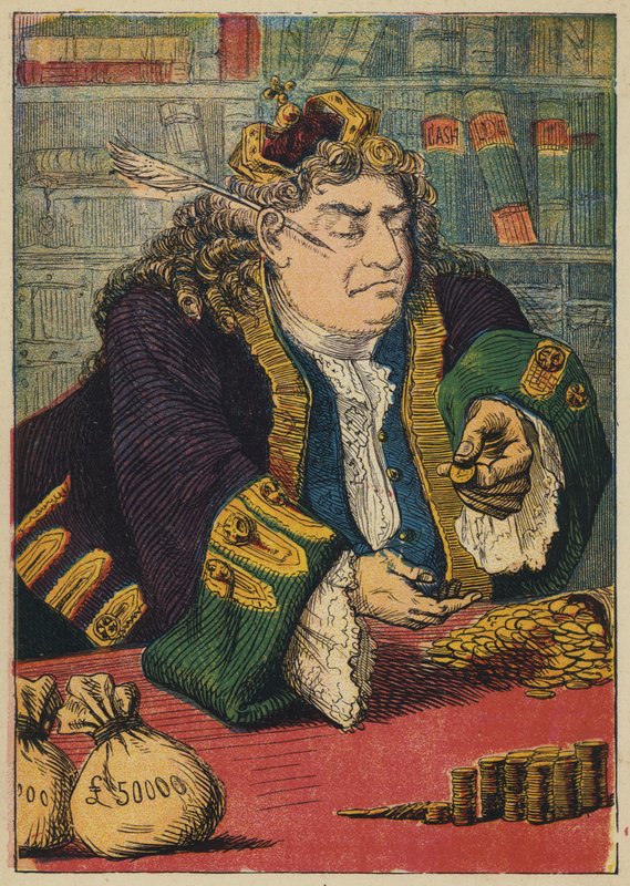 Le Roi Comptant Son Argent (lithographie en couleur) - English School