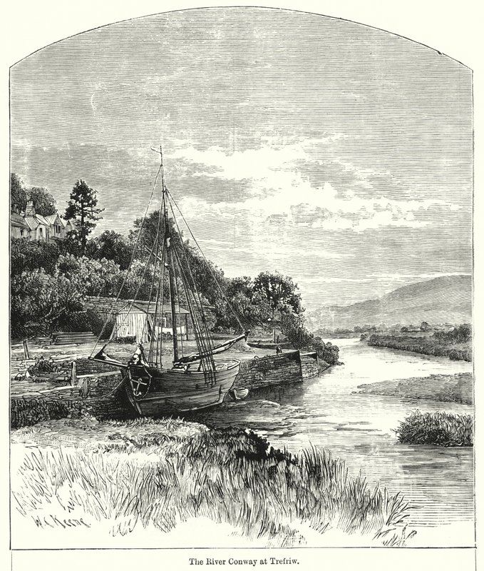 La rivière Conway à Trefriw (gravure) - English School