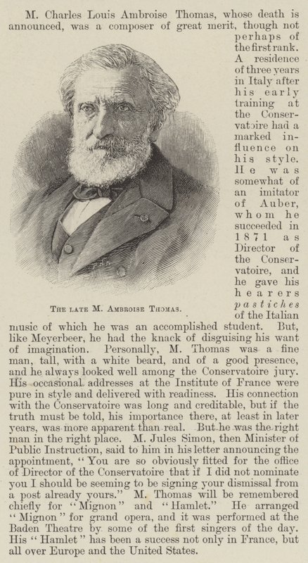 Le défunt M Ambroise Thomas (gravure) - English School