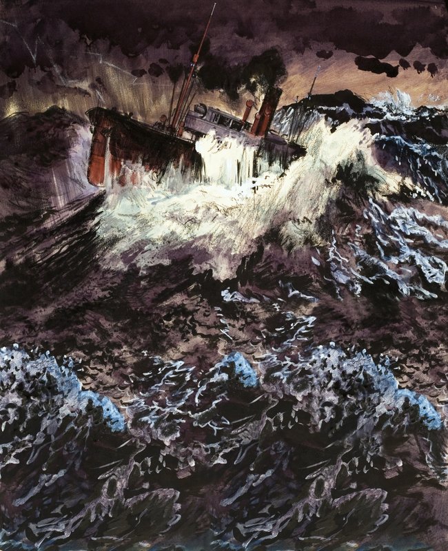 Chalutier dans les mers agitées - English School