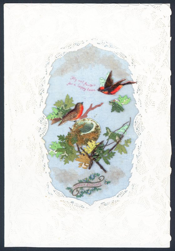 Carte de Saint-Valentin avec une paire de rouges-gorges - English School