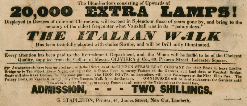 Les jardins de Vauxhall, Londres : La promenade italienne - English School