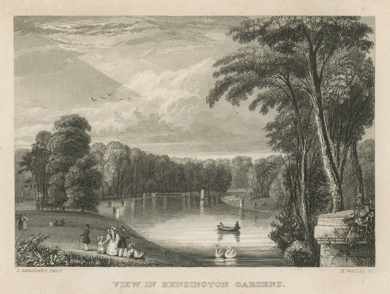 Vue dans les jardins de Kensington, Londres - English School