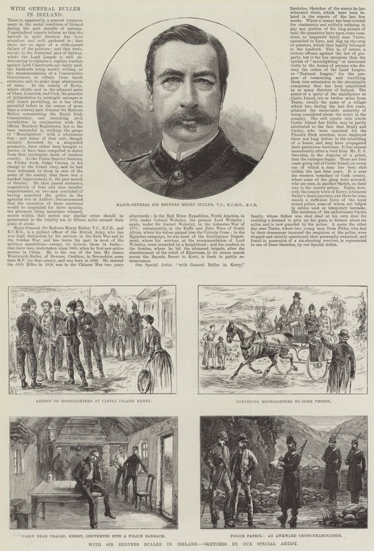 Avec Sir Redvers Buller en Irlande (gravure) - English School